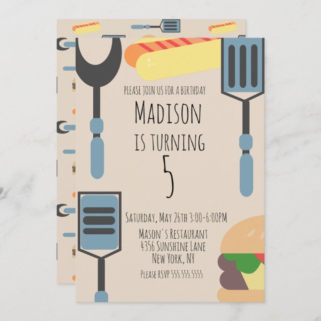 Anúncio Hotdog de Festa de aniversário de Cookout Bonito (Frente/Verso)