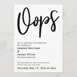 Anúncio Humorístico do Casamento Adiado "Oops"