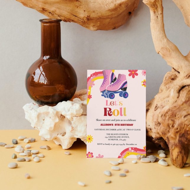 Anúncio Ice Skating Retro Groovay Birthday vamos Girls (Criador carregado)
