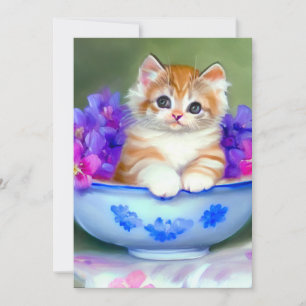 Anúncio Ilustração Vintage Laranja e White Kitten