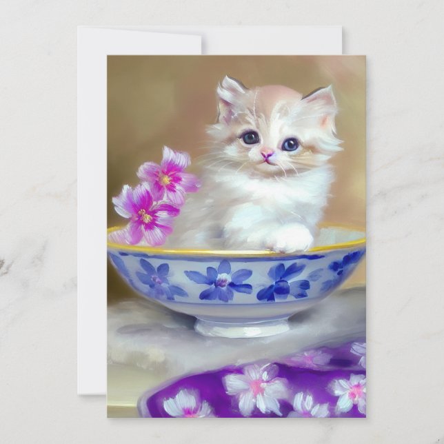 Anúncio Ilustração Vintage White Kitten (Frente)
