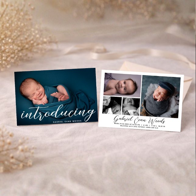 Anúncio Introducing Personalized Name Photo Collage Birth (Criador carregado)
