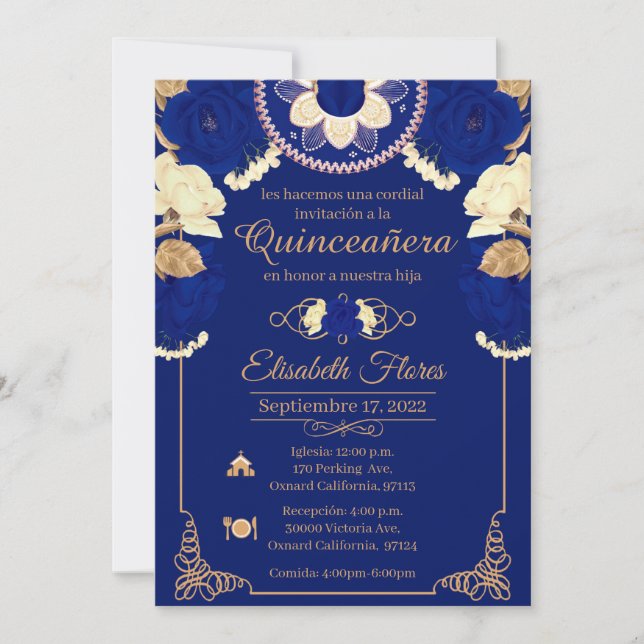 Anúncio Invitacion Charro Invitation, in blue , and Gold (Frente)