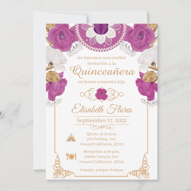 Anúncio Invitacion Charro Invitation, Lila, Black and Gold (Frente)