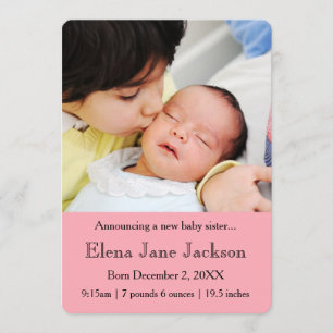 Anúncio Irmão 3x5 anunciando o nascimento da irmã rosa