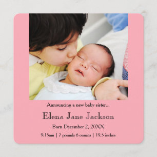 Anúncio irmão 3x5 que anuncia o rosa do nascimento da irmã