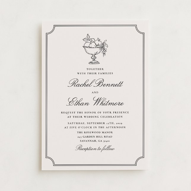 Anúncio Ivory Double Frame Fruit Bowl Wedding Invitation (Criador carregado)