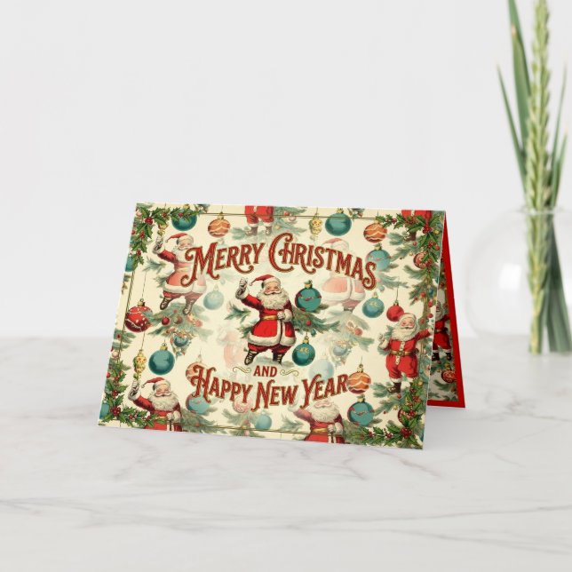 Anúncio Kitschy Santa and Ornaments Wrapping Paper (Frente)