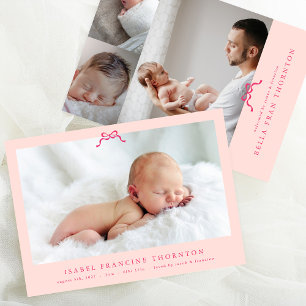 Anúncio laço rosa simples foto bebê