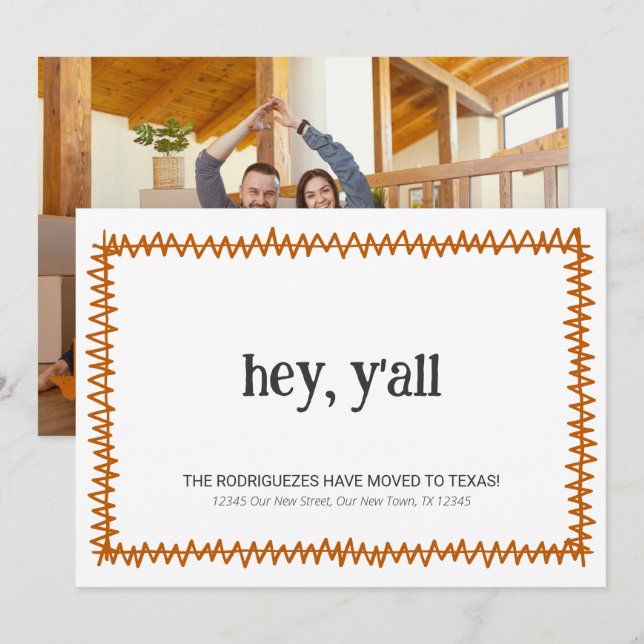 Anúncio Laranja Queimada Ei Y'all - Mudou para o Texas (Frente/Verso)