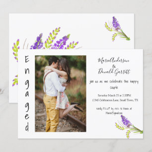 Anúncio Lavanda de Aquarela do noivado e Floral Verde