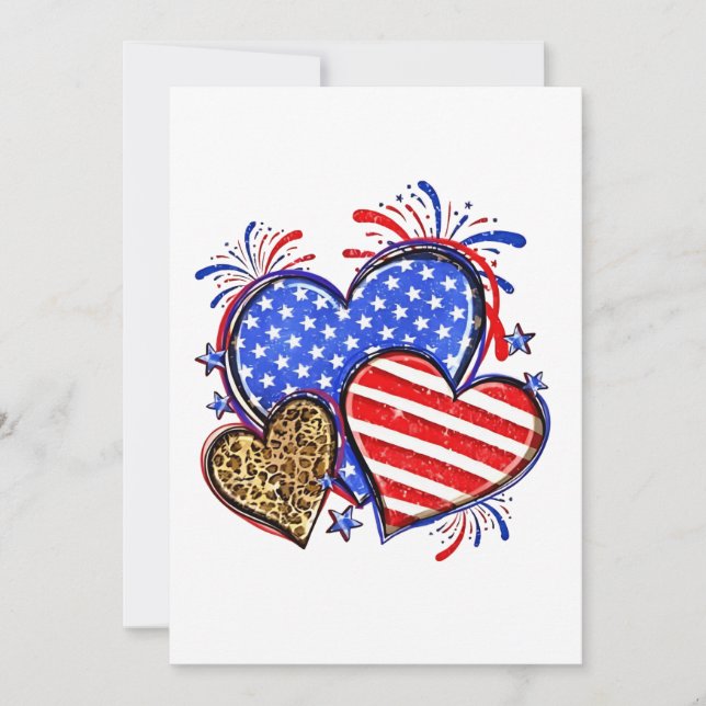 Anúncio Leopard American Flag Heart 4 de julho dos EUA (Frente)