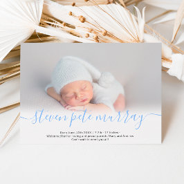 Anúncio Letra do cargueiro foto azul menino bebê nascer