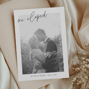 Anúncio Letra Moderna à Mão Nós Fugimos para Casar Foto Ca