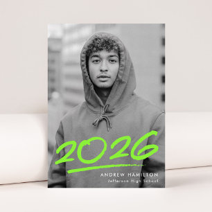 Anúncio Lima Verde Tracejado Turma de 2026 Foto Graduação