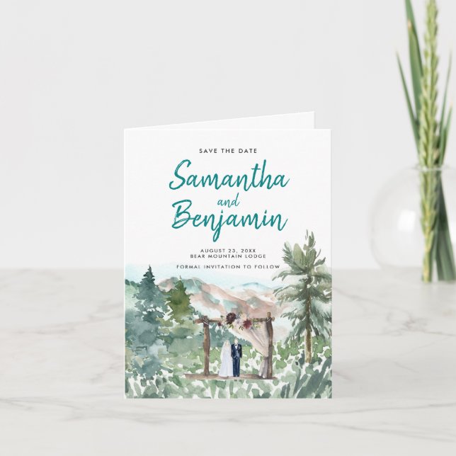 Anúncio Linha do Tempo Aquarela Casamento Salve a Data (Frente)