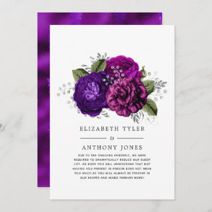 Anúncio Lista de Convidados de Casamento Floral Real Roxo