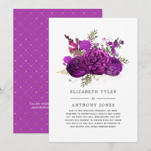 Anúncio Lista de Convidados de Casamento Floral Roxa Real 