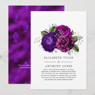 Anúncio Lista de Convidados de Casamento Floral Roxo Real 