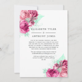 Anúncio Lista de Convidados de Casamento Reduzido, Rosa e 
