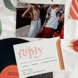 Anúncio Listras Retro dos Anos 70 | RSVP de Casamento