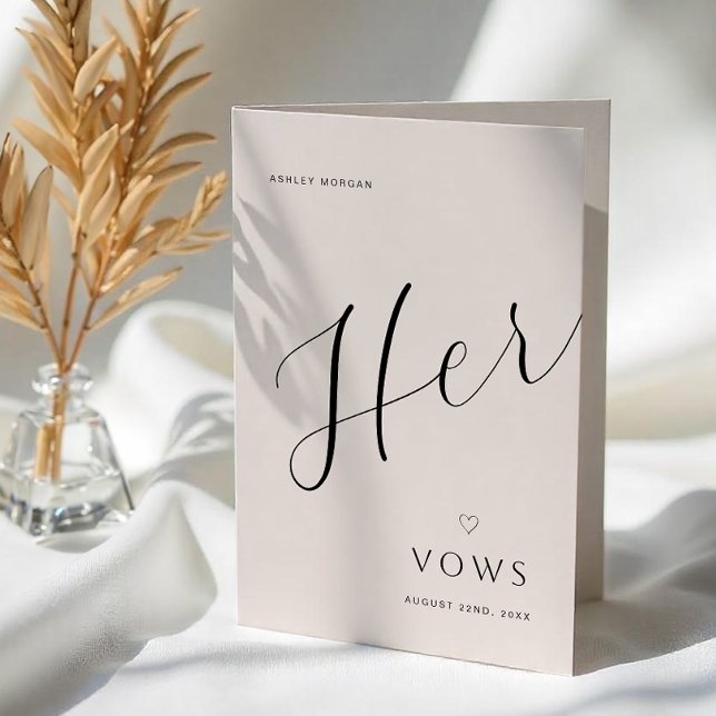 Anúncio Livro de Votos de Casamento Minimalista Moderno |  (Her Vows Booklet)