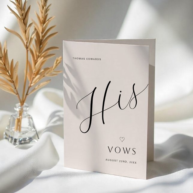 Anúncio Livro de Votos de Casamento Moderno Minimalista |  (His Vows)