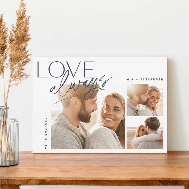 Anúncio Love Always Three Photo Collage Noivado (Criador carregado)