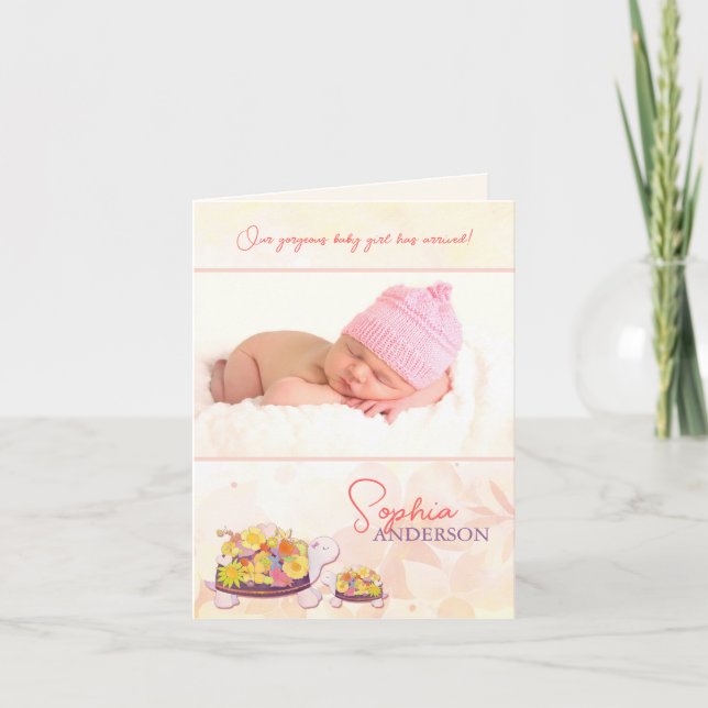 Anúncio Luau Turtles Baby Girl Foto Birth (Frente)