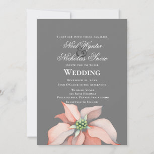Anúncio Magia de Natal/ Flor de Poinsettia/ Casamento Cinz