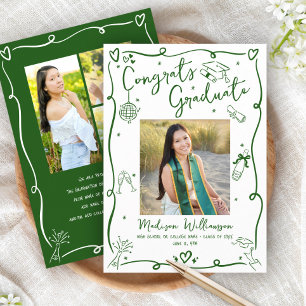 Anúncio Mão Verde Desenhos à Mão Graduação 4 Foto Branco