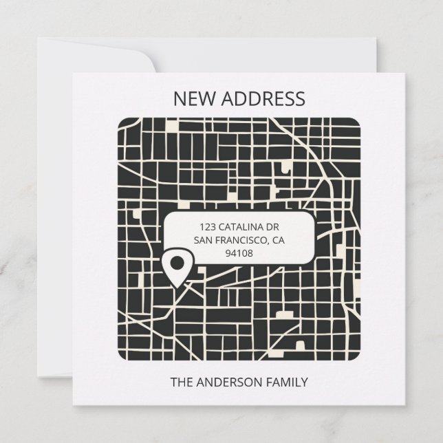 Anúncio Mapa urbano moderno identifica novo endereço moven (Frente)