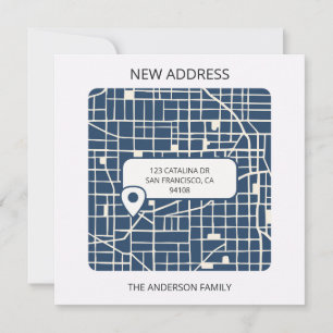 Anúncio Mapa urbano moderno identifica novo endereço moven