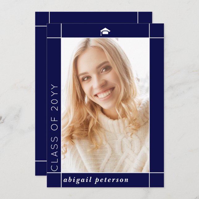 Anúncio Marinho azul moderno Classe de graduação de 2024 (Frente/Verso)