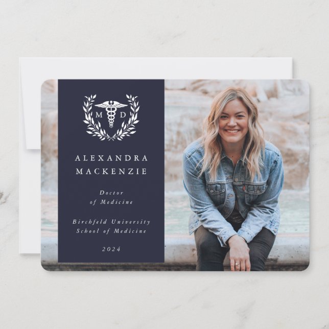 Anúncio Marinho + Laurel White Wreath Medical Degt Foto (Frente)