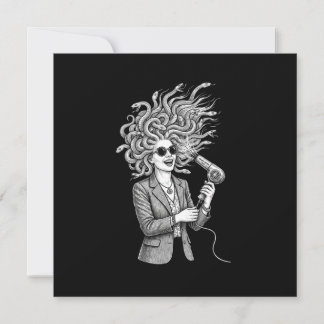 Anúncio Medusa Moderna Usando Secador de Cabelo Ilustração