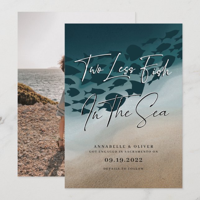 Anúncio Menos Dois Peixes No Mar | Noivado de fotos (Frente/Verso)