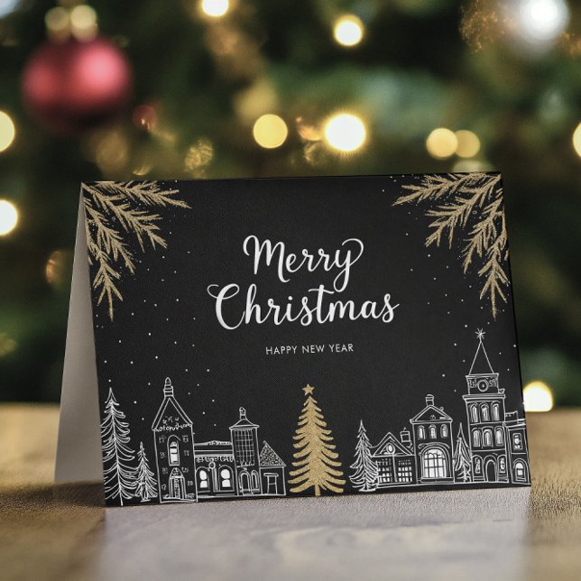 Anúncio Merry Christmas Calligraphy Holiday Folded Card (Criador carregado)