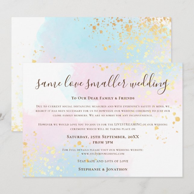 Anúncio Mesmo Amor Casamento Menor Script Rosa Azul Turque (Frente/Verso)