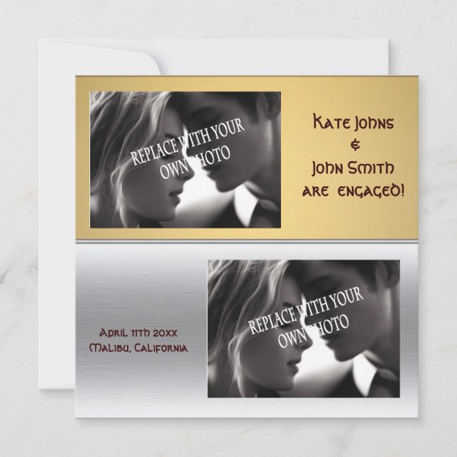 Anúncio metálico de Noivado quadrado moderno (Frente)