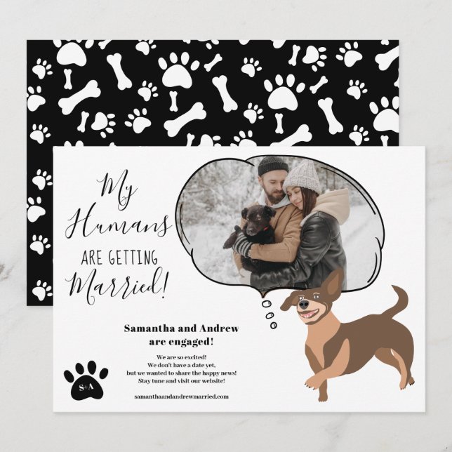 Anúncio Meus Humanos se casando com uma foto engraçada do  (Frente/Verso)