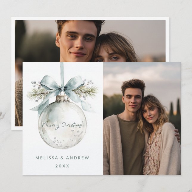 Anúncio Minimal Merry Christmas Ornament (Frente/Verso)