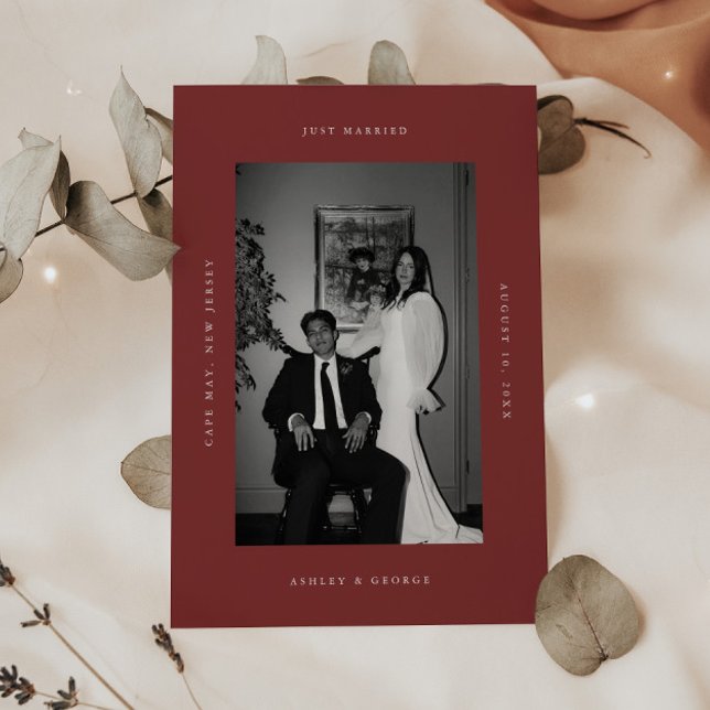 Anúncio Minimalist Dark Red 2-Photo Wedding Elopement (Criador carregado)