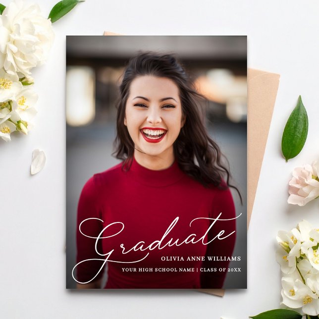 Anúncio Minimalist Graduate Script High School Graduation (Criador carregado)