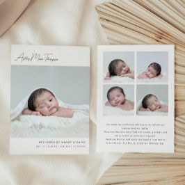 Anúncio Minimalist Script Lettering 5-Photo Baby Birth