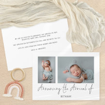 Minimalista 2 fotos anunciando o nascimento