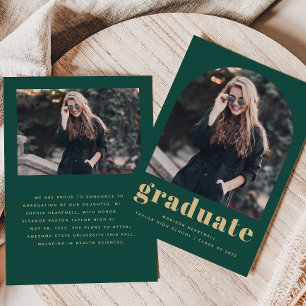 Anúncio Minimalista Arco de 2 Fotos Verde Dourado Graduaçã
