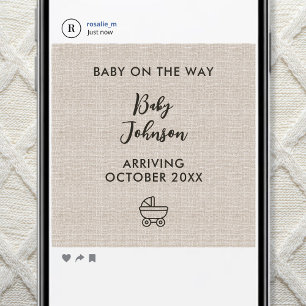 Anúncio Minimalista Digital Luxo Bebê Notícias em Linen
