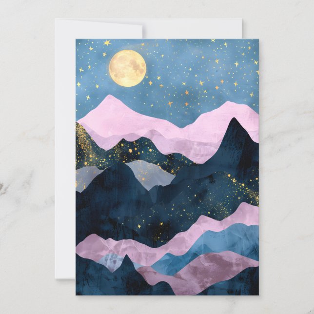 Anúncio Minimalista Lua Estrelas Montanha Vale Celestial (Frente)