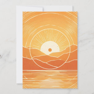 Anúncio Minimalista Montanha Oceano Retro Pôr do Sol Zen